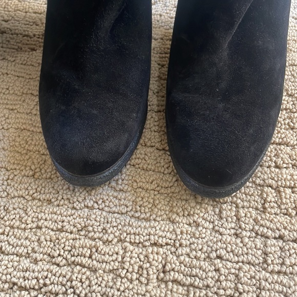 Stuart Weitzman Black Suede Wedge Knee High Boots - Picture 4 of 7
